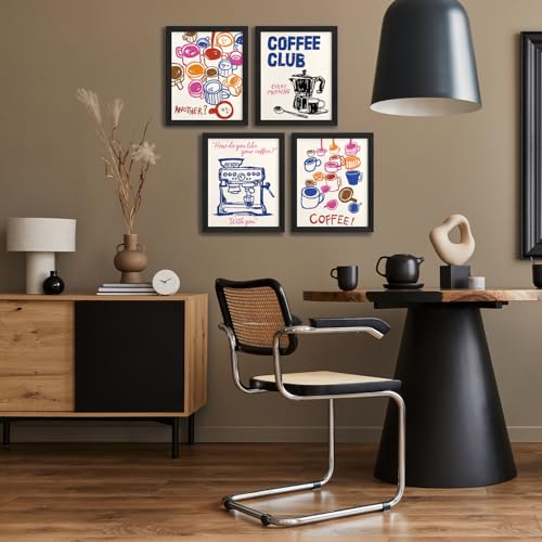 JXREQ Trendy Vinatge Kitchen Coffee Bar Decor Wall Art Prints Set of 4, Home Kitchen Coffee Bar Cart Decor, 8x10 Unframed - Image 4