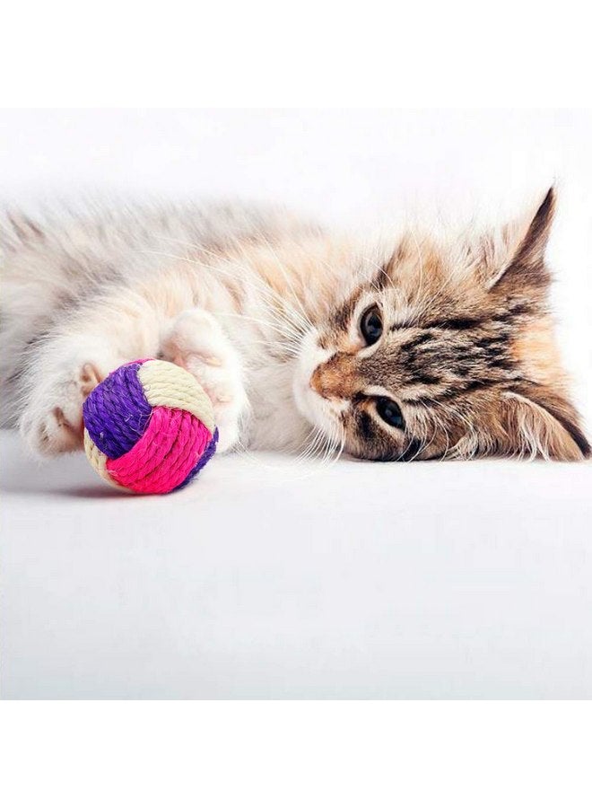 SUNTRADE 3Pcs Cat Toy Sisal Ball Pet Scratching Ball Chew Eco-Friendly Toy Pets Interactive Toy Bite and Wear Resistant(Random Color) - Image 3