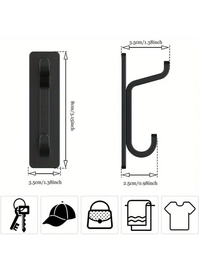 Black Stainless Steel Adhesive Hook No Drill Wall Mounted For Coats Towels Keys - Image 5