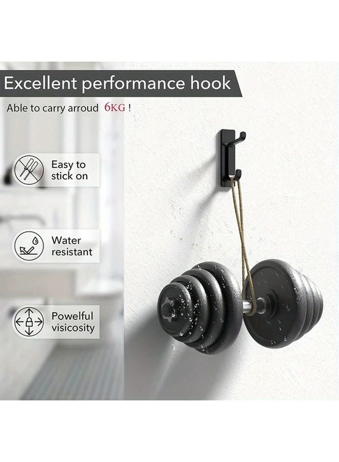 Black Stainless Steel Adhesive Hook No Drill Wall Mounted For Coats Towels Keys - Image 3
