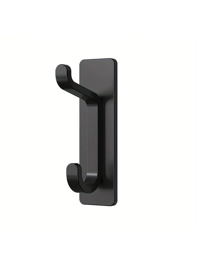 Black Stainless Steel Adhesive Hook No Drill Wall Mounted For Coats Towels Keys - Image 1