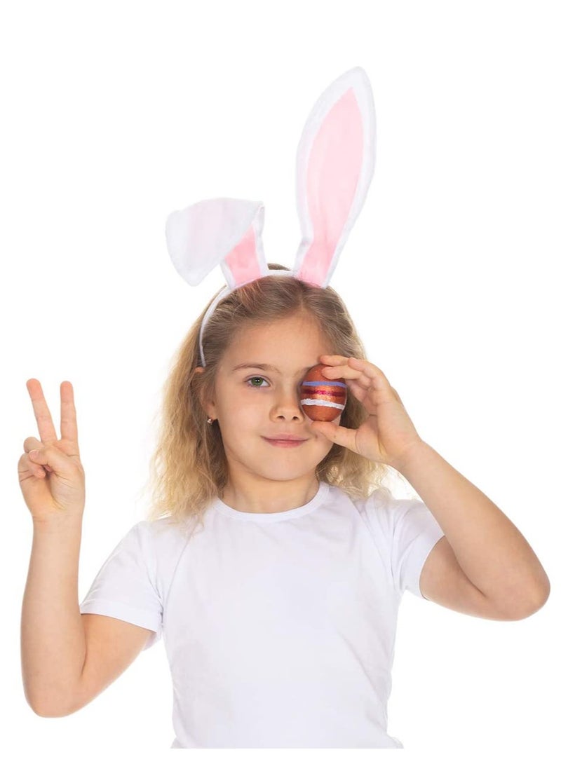 Loquat Bunny Ears Headband Plush Rabbit Ears Headwear Bunny Girl Bunny Ear Headband, for Cosplay Party Favor White and Pink Bunny Costume Accessories for Kids and Adults - Image 5