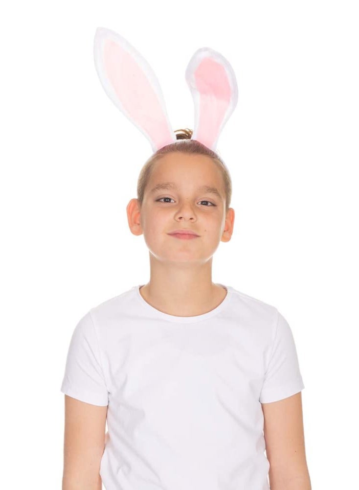 Loquat Bunny Ears Headband Plush Rabbit Ears Headwear Bunny Girl Bunny Ear Headband, for Cosplay Party Favor White and Pink Bunny Costume Accessories for Kids and Adults - Image 3