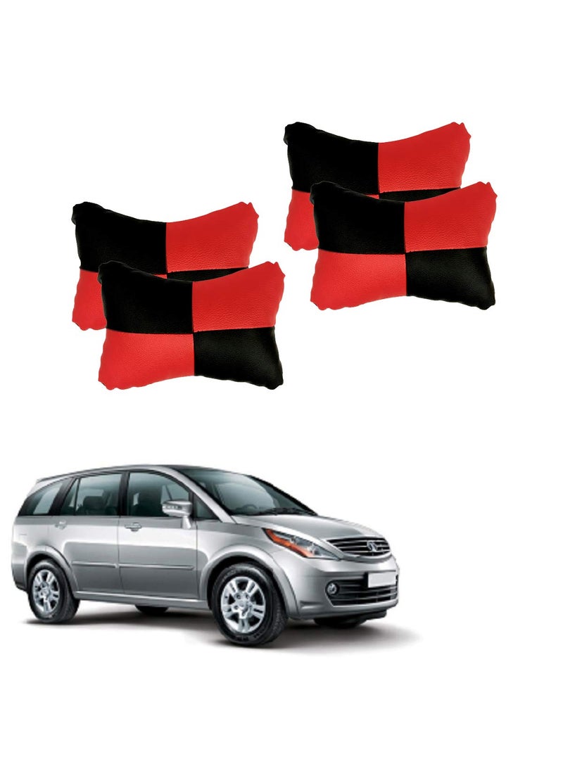 Adroitz Adroitz Red Neck Rest Soft Cushion in Leatherette Material Check Design for Car Pair of 2_134  - Image 1