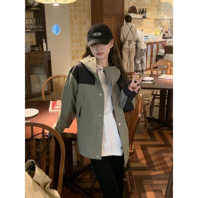 TNP1990 Beijia Same Style Couple Men's and Women's Coat Windproof Waterproof Coat Jacket American Coat Color-blocking Jacket - Image 1
