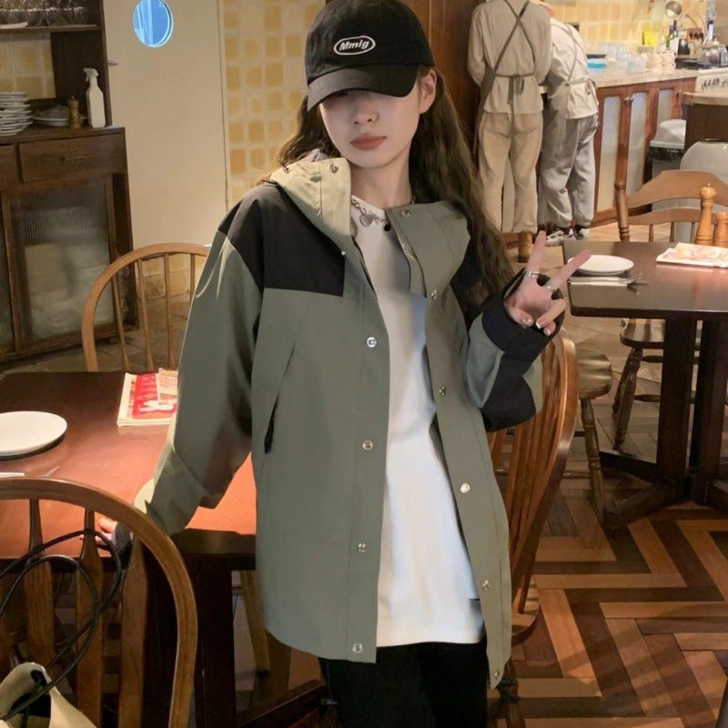 TNP1990 Beijia Same Style Couple Men's and Women's Coat Windproof Waterproof Coat Jacket American Coat Color-blocking Jacket - Image 4