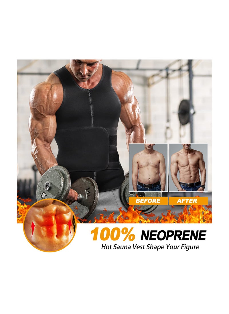 Generic Sauna Vest with Waist Trainer for Men, 2 in 1 Mens Abdomen Trainer Neoprene Slimming Workout Vest Shaper Promotes Healthy Sweat, Weight Loss, Lower Back Posture(Size: XXL)  - Image 2