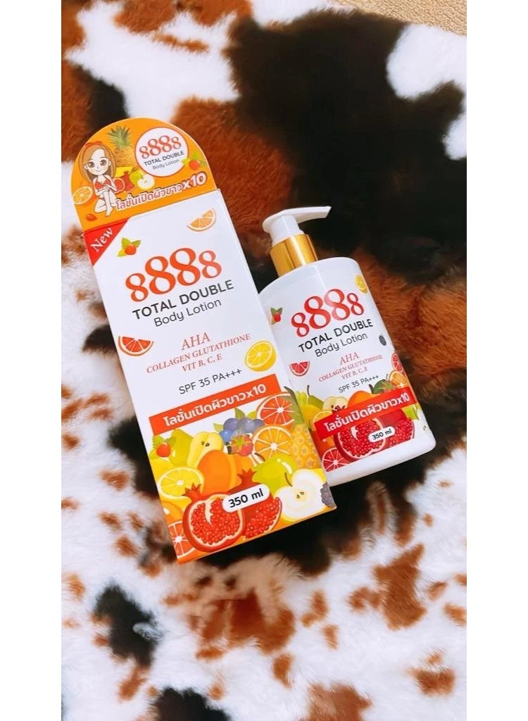 888 توتال وايت لوشن تبييض 10X، يحتوي على AHA لتفتيح البشرة من الأشعة فوق البنفسجية، جلوثاثيون، وSPF 35 PA++ لبشرة متساوية وخالية من العيوب وأكثر إشراقًا، تغذية عميقة لإشراقة دائمة في عبوة بحجم 250 مل. - Image 3