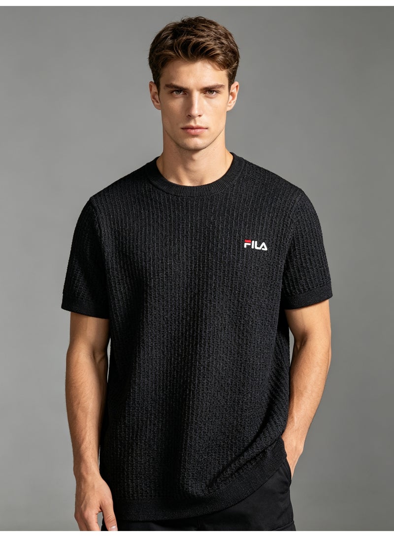 فيلا FILA men's and women's waffle knitted short-sleeved t-shirts - Image 5