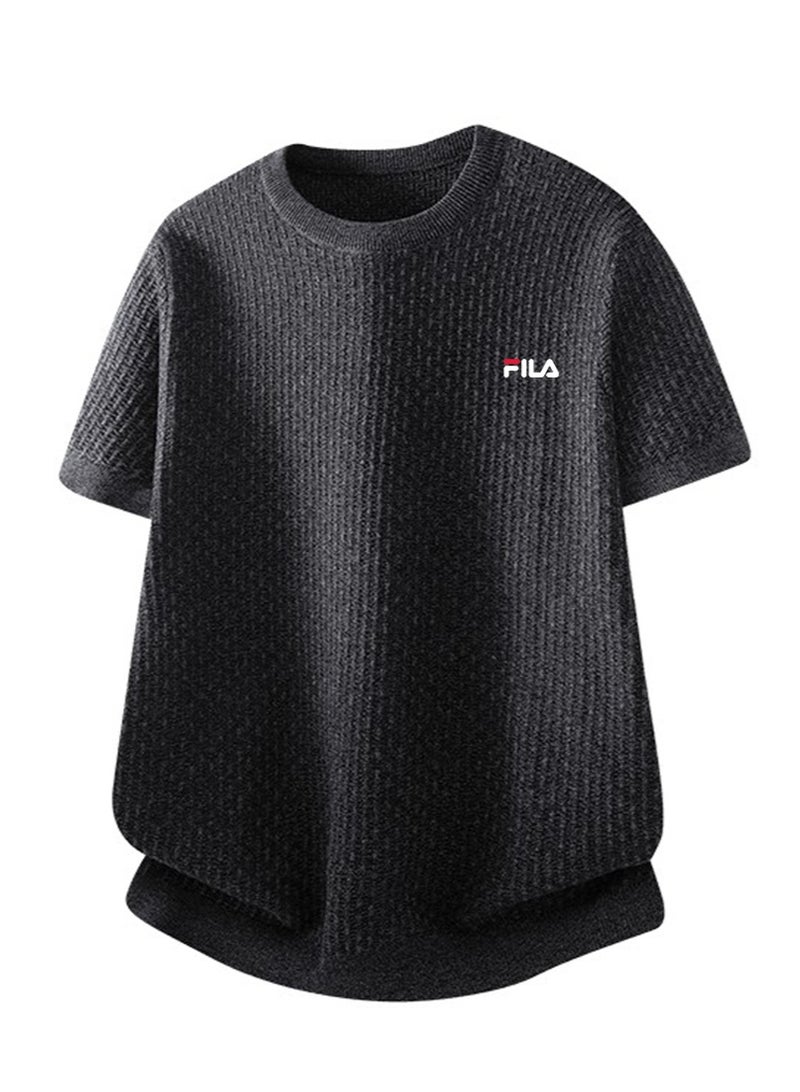فيلا FILA men's and women's waffle knitted short-sleeved t-shirts - Image 3