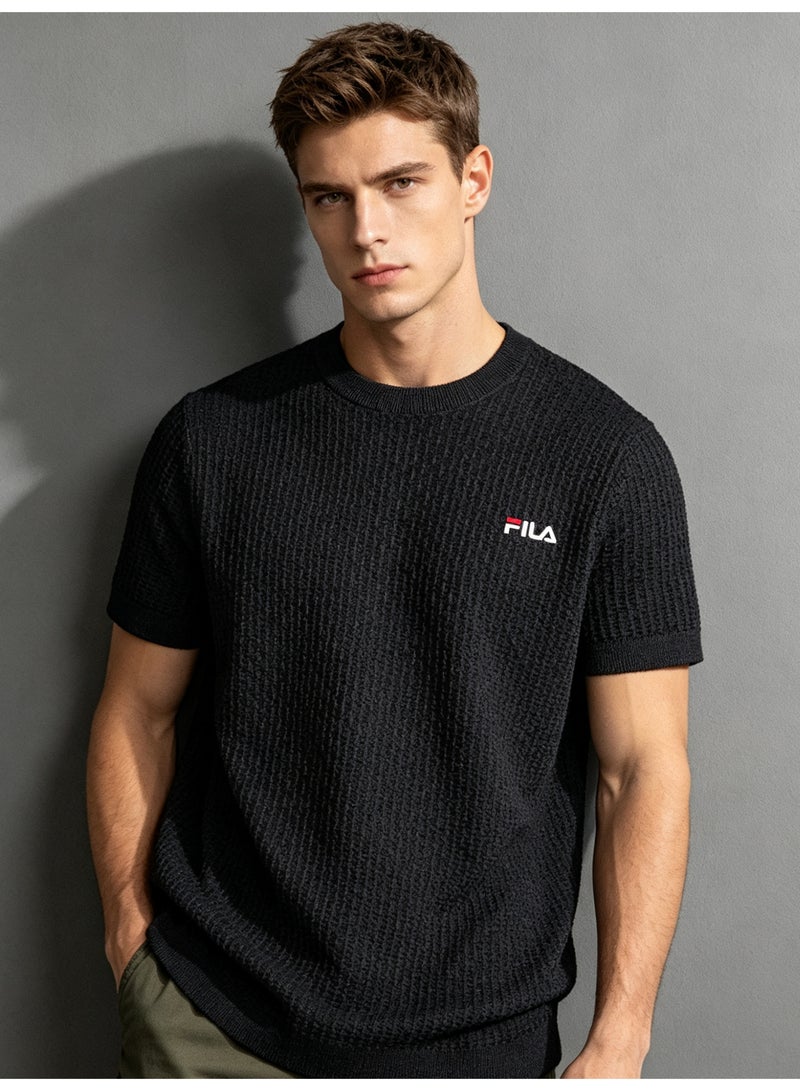 فيلا FILA men's and women's waffle knitted short-sleeved t-shirts - Image 1