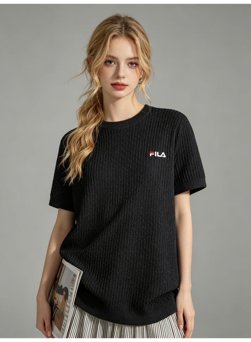 فيلا FILA men's and women's waffle knitted short-sleeved t-shirts - Image 2
