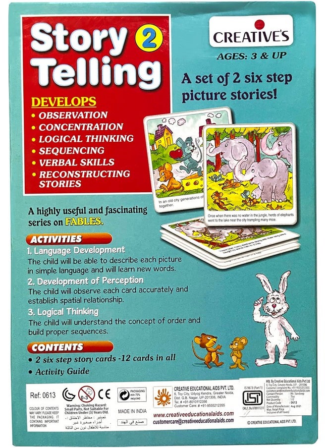 Creative's Creative's Story Telling - 2 | Story Cards | Learning & Educational | Story Telling Series | Pre-School Story Telling Cards | The Lion and The Rabbit’ & The Elephant and The Mice| Ages 3 & Up  - Image 3