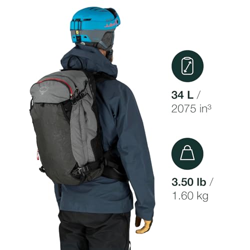 OSPREY حقيبة ظهر للتزلج والتزلج على الجليد للرجال Osprey Soelden Pro 32L مع نظام الوسادة الهوائية E2، جبل أحمر - Image 2