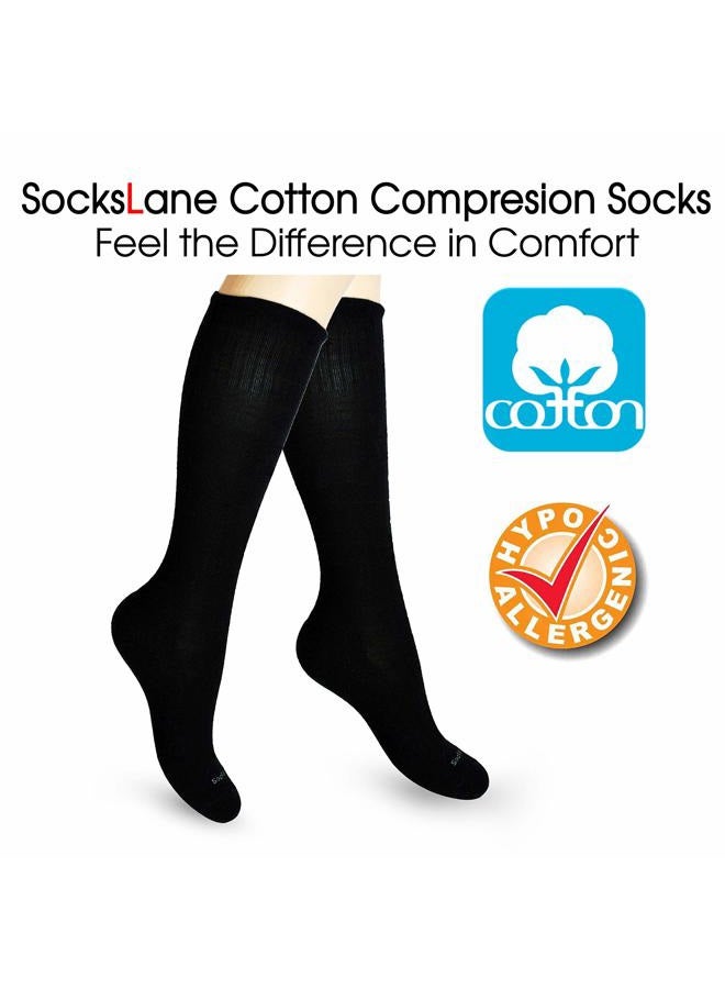 SocksLane Cotton Compression Socks for Women. Graduated Stockings for Nurses, Maternity, Travel, Flight, Pregnancy, Varicose Veins, Calf Support. 15-20 mmHg Medical Circulation Hose. Knee High 1 Pair - Image 3