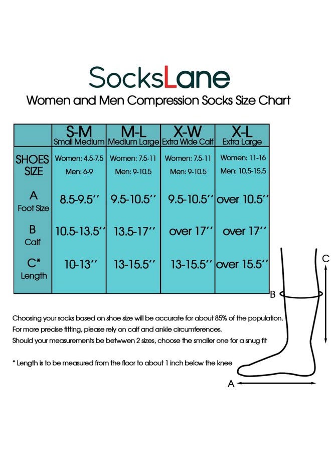 SocksLane Cotton Compression Socks for Women. Graduated Stockings for Nurses, Maternity, Travel, Flight, Pregnancy, Varicose Veins, Calf Support. 15-20 mmHg Medical Circulation Hose. Knee High 1 Pair - Image 2