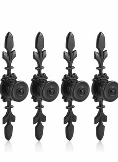 KASTWAVE Pull Handle Door Knob, 4 Pcs Vintage Style  Door Knob Back Plate for Home Furniture Drawer Cabinet Dresser Closet Wardrobe Cupboard with Screw, Black  - Image 1