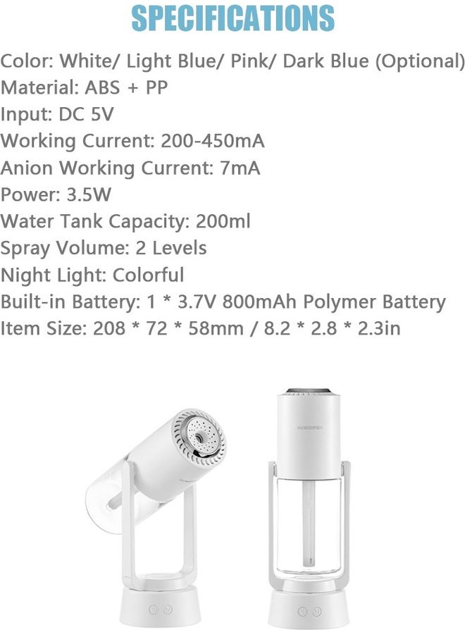 Loquat Auto-Rotate Mini Humidifier Light Blue 22x7.2x7.2cm - Image 4