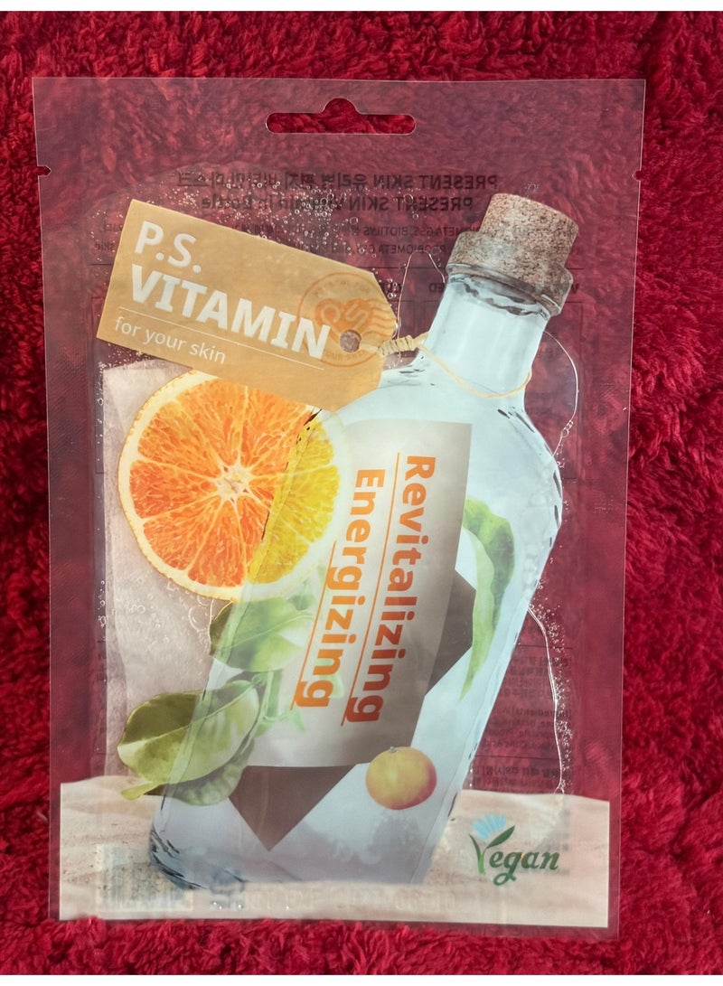 Vegan P.S. Vitamin Revitalizing Energizing Present Skin Sheet Mask - Image 1