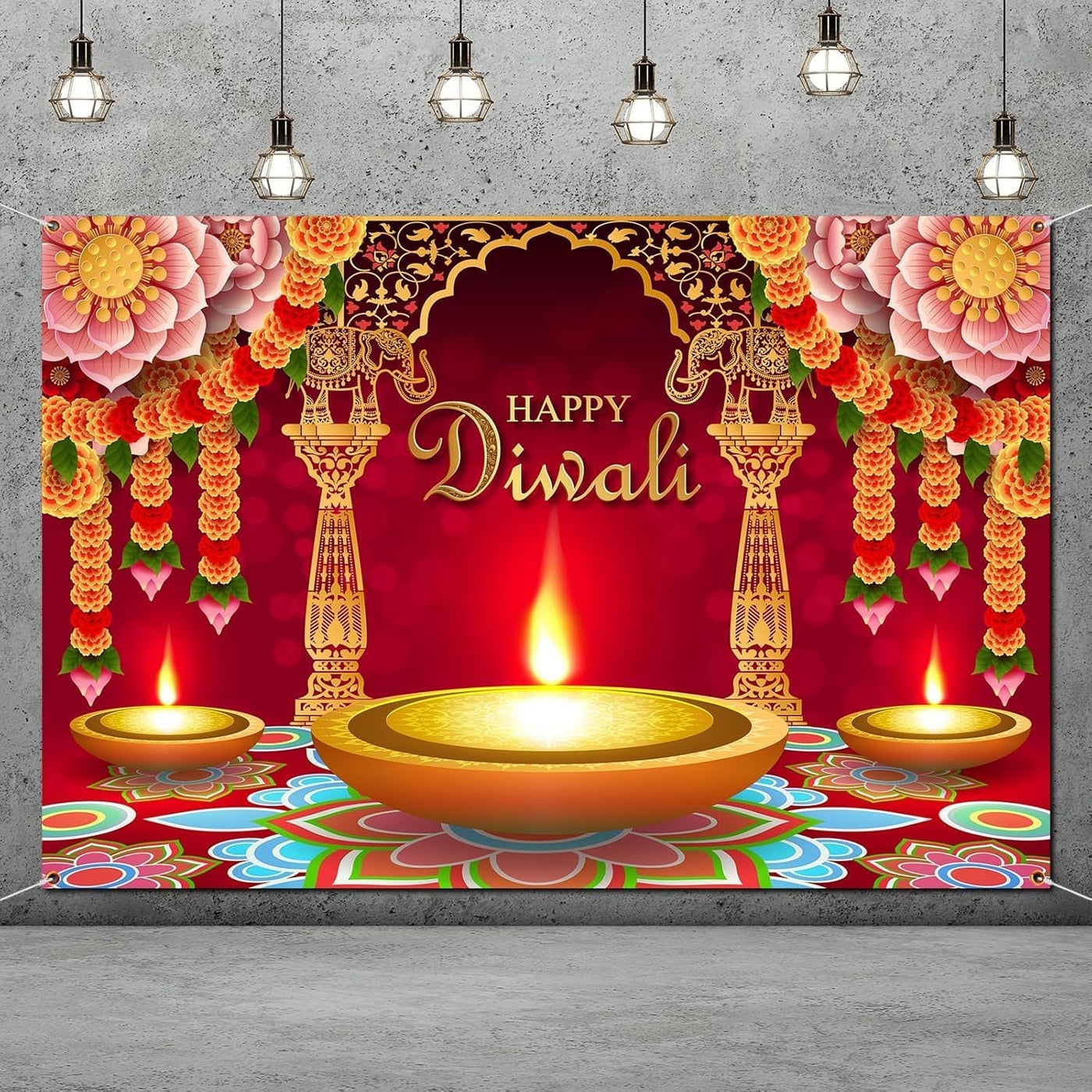 الرائد Al Raied Happy Diwali Backdrop For Home - Festival Of Lights Banner