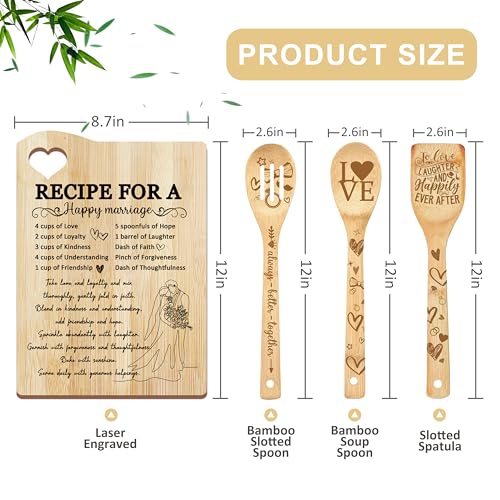Taesun Wedding Gift for Couple 2025 Recipe for A Anniversary Marriage Cutting Board Mr and Mrs GiftsBridal Shower Gifts for Bride and Groom Engagement Newlywed Bride o Be Gifts Christmas His Her Gifts - Image 3