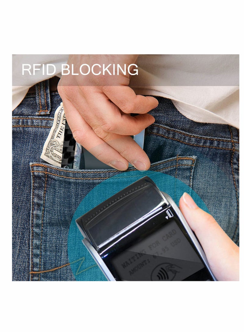 Barakah Carbon Fiber Wallets for Men, RFID Money Clip Wallet for Men, Minimalist Aluminum Metal Wallet, Mens Wallet Carbon Fiber Card Holder (Black) - Image 4