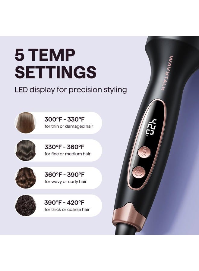wavytalk فرشاة ويفي توك الحرارية، فرشاة دائرية ساخنة بحجم 1.5 بوصة لمظهر تصفيف الشعر، تقنية الأيونات السلبية، سيراميك تورمالين، 5 إعدادات حرارة، جهد مزدوج، بنفسجي، ضرر أقل - Image 4