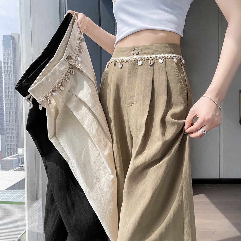 Women's Tencel Linen Straight Leg Pants High Waist Slimming - Image 3