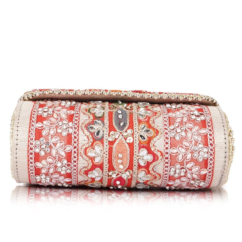 PLANX Velvet SilK Stylish Embroidery Unique Design Trendy Traditional Wedding Party Handheld Potli Bag For Women - Image 5