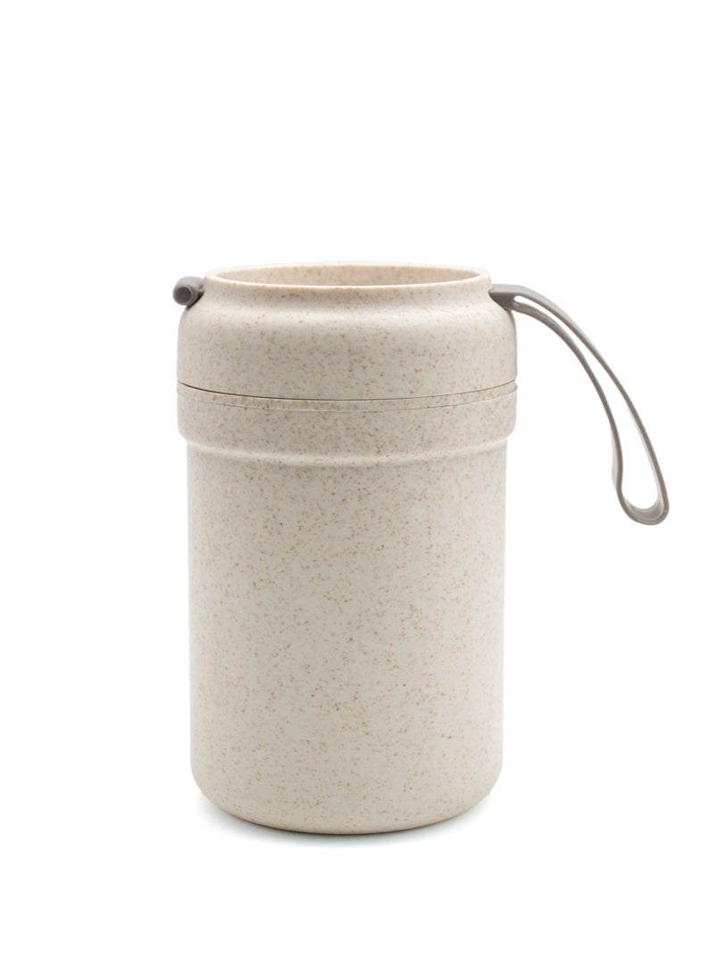 Beram - Wheat Straw 330ml Insulated Bowls with Spoon, Thermal Leakproof Food Container, Bento Box for Hot & Cold Meals, Portable Lunch Bowls for Schools, Office, Travel, Picnic, Camping, Tiffin Box for Kids, Beige - Image 1