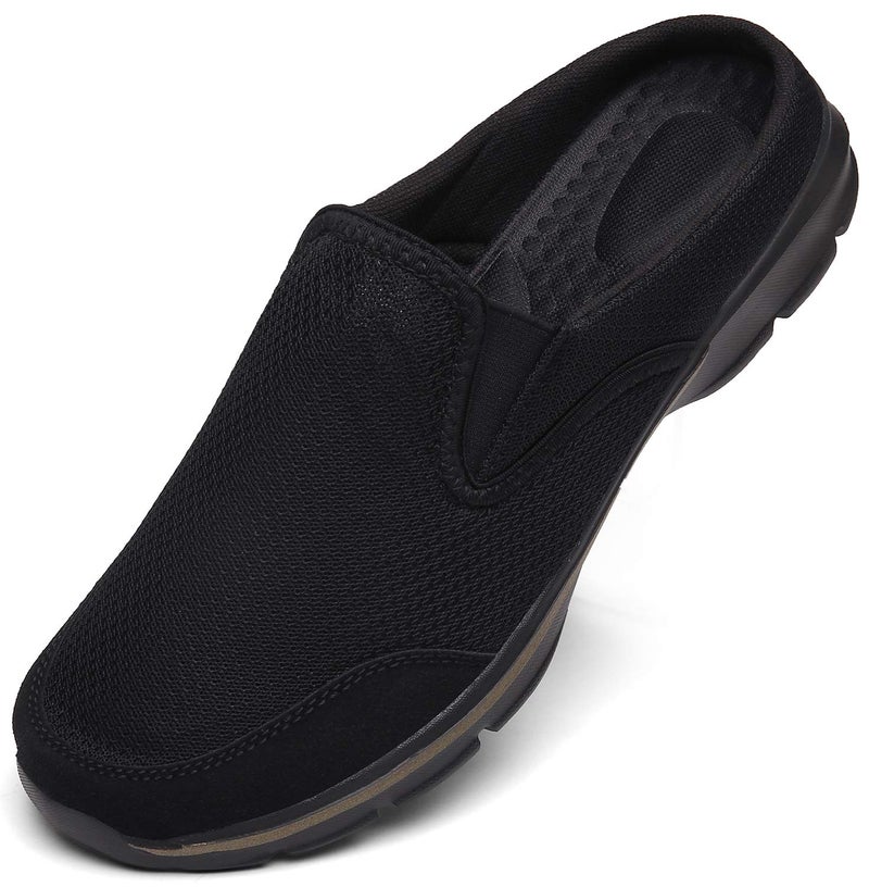 INMINPIN Unisex Slippers Casual Clog House Shoes Comfort Slip-On Walking Mules with Indoor Outdoor Anti-Skid Sole for Men and Women, All Black, 7.5 Women/6 Men - Image 1