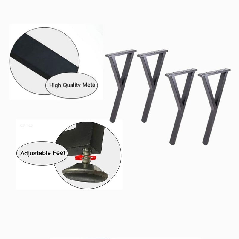 Ventuos_Metal Table Legs DIY Furniture Legs Black Dining Table Leg Cast Iron Computer Desk Legs Office Desk Legs Set of 04 Y_Shape 22 13 inch - Image 4