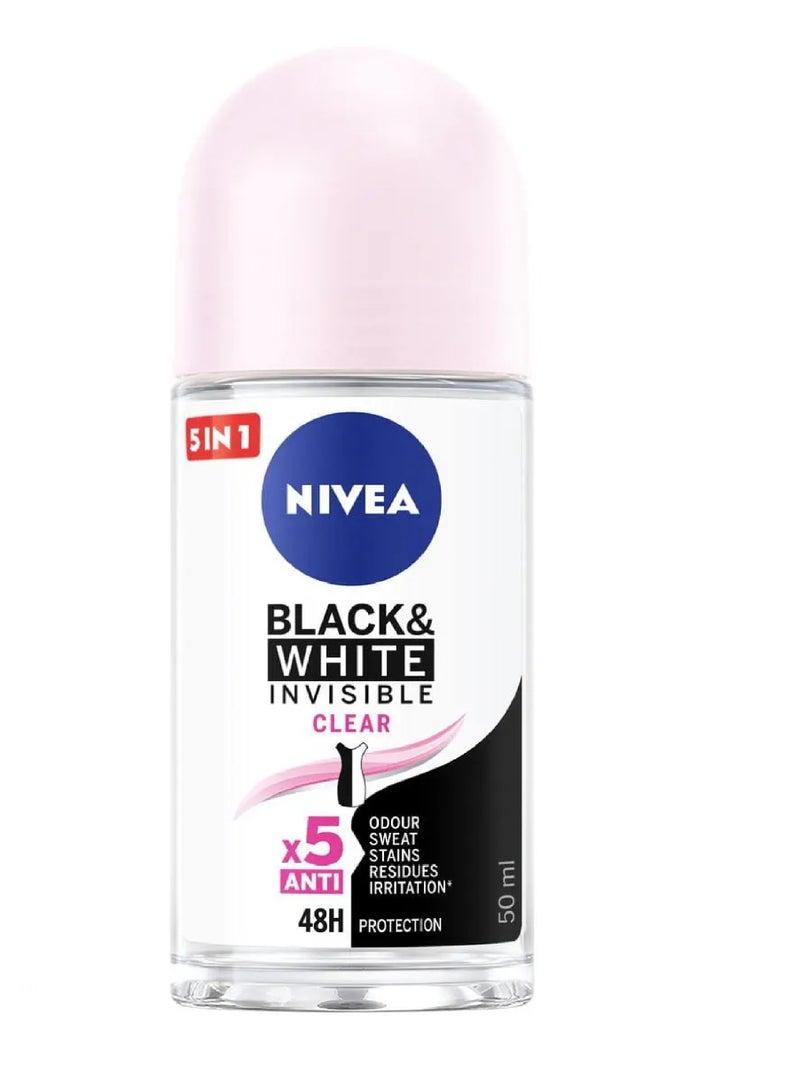 NIVEA B&W INVISIBLE (CLEAR)DEO ROLL 50ML