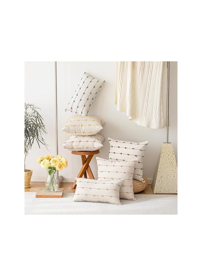 The Bros Boho Throw Pillow Covers 18x18 Set of 2, Modern Farmhouse Decorative Cushion Case Tufted Square Pillows Cover, Neutral Pillow Cases Accent Pillowcase, for Sofa, Couch, Bed, Beige and Black - Image 5