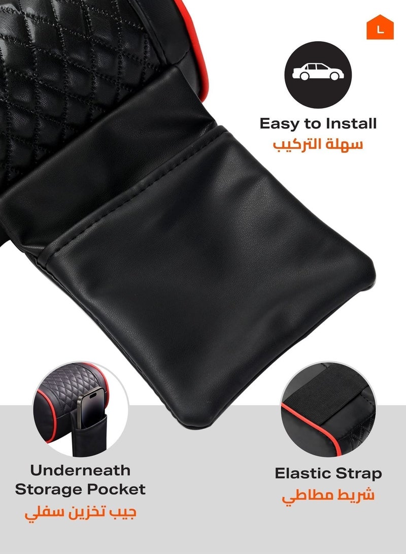LAWAZIM Car Armrest - Quilted Car Center Console Armrest Cushion with Memory Foam Pillow Pad Support, Seat Arm Rest Cover for Resting Elbow & Forearm, Underneath Storage Pocket for Daily Driving - Image 3