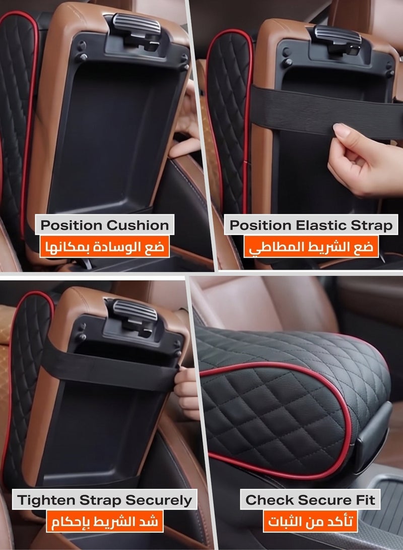 LAWAZIM Car Armrest - Quilted Car Center Console Armrest Cushion with Memory Foam Pillow Pad Support, Seat Arm Rest Cover for Resting Elbow & Forearm, Underneath Storage Pocket for Daily Driving - Image 4