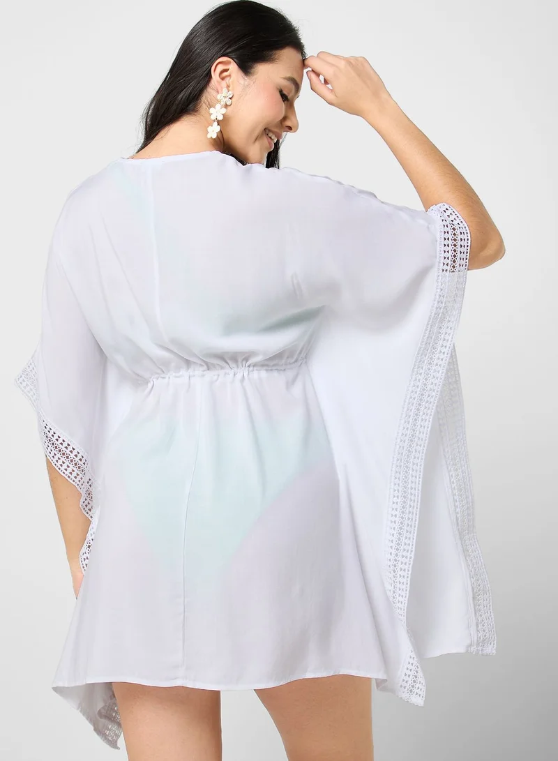 NEW LOOK Lace Detail Knitted Beach Dress