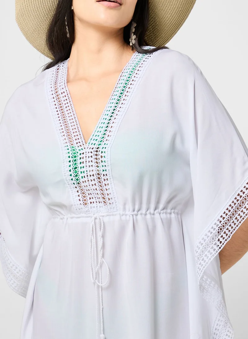 NEW LOOK Lace Detail Knitted Beach Dress