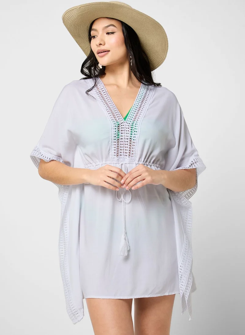 NEW LOOK Lace Detail Knitted Beach Dress