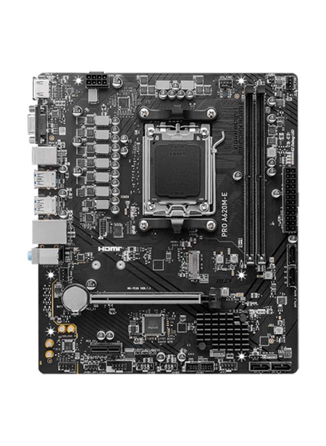 إم اس أي اللوحة الأم MSI PRO A620M-E AM5 mATX، مجموعة شرائح AMD A620، 2x DDR5 / 96 جيجابايت بحد أقصى للذاكرة، 1x PCI-E x16، 1x M.2، RTL8111H Gigabit LAN، 2x USB 3.2 Type-A، 1x HDMI / 1x VGA | 911-7E28-001  - Image 2