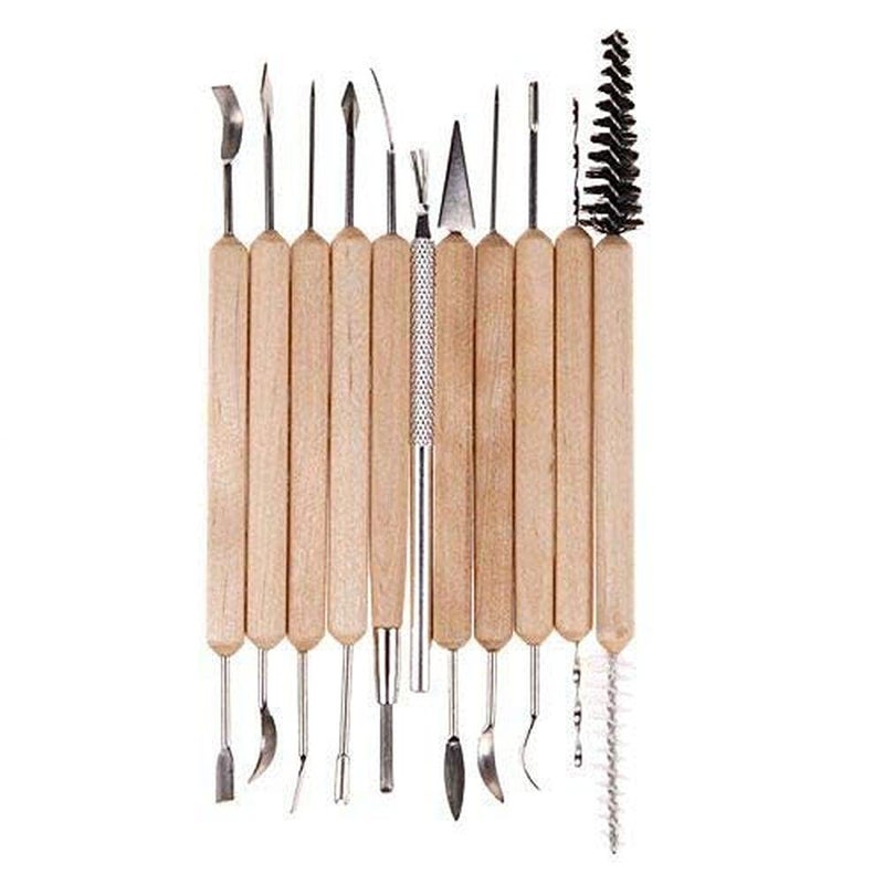 DIY Crafts Diy Crafts CTDIYHI47697 11x Pottery Clay Sculpture Carving Tool Set for Paint Sculpture 3 Pack of 11 Multicolor 