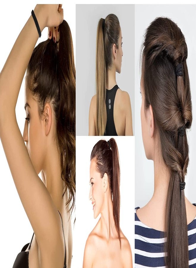 AKADO Black Hair Ties for Women, Seamless Cotton Hair Bands, No Damage Hair Tie for Thick Thin Hair, Soft Ponytail Holders Hair Accessories for Girls(Pack of 100pcs) - Image 4