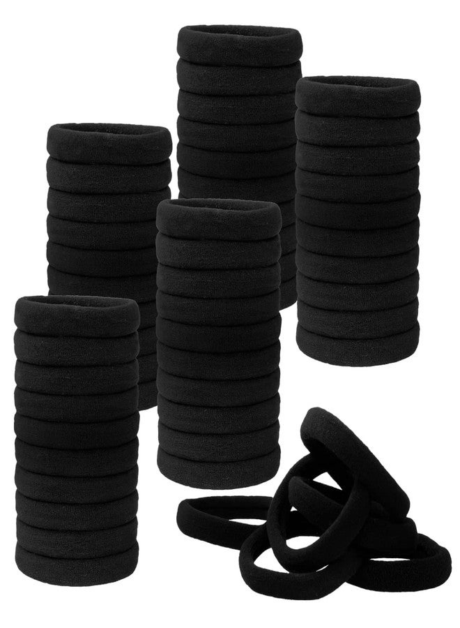 AKADO Black Hair Ties for Women, Seamless Cotton Hair Bands, No Damage Hair Tie for Thick Thin Hair, Soft Ponytail Holders Hair Accessories for Girls(Pack of 100pcs) - Image 1