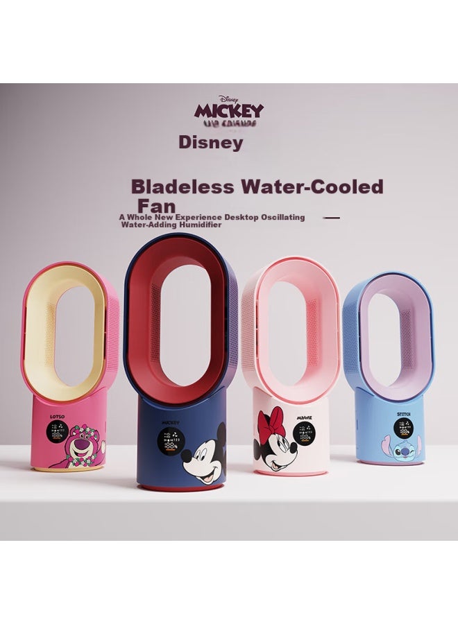 Bigearfox Disney Minnie Mouse Desktop Mini Fan With Mist Spray Cooling Air Conditioner, Usb Rechargeable Student Dormitory Table Fan, No-blade Oscillating Fan, Long Battery Life - Image 1