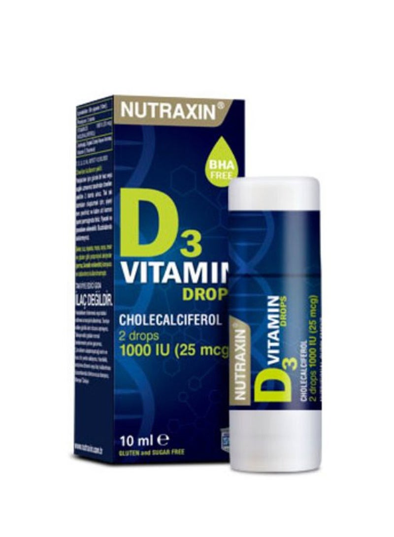 NUTRAXIN Vitamin D3 Drops 1000 Iu 25 Mcg 10 Ml 