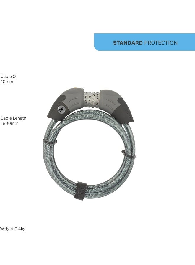 Yale Ycc1/10/185/1 Standard Combination Cable Lock, Black - Image 5