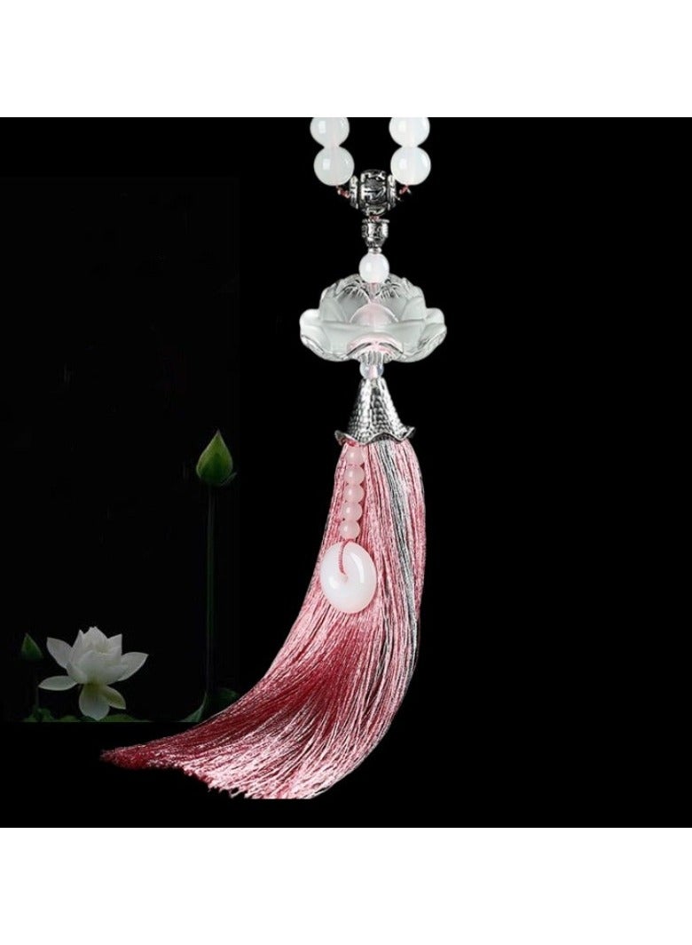 KUYING Crystal Lotus Pendant For Interior Rearview Mirror 
