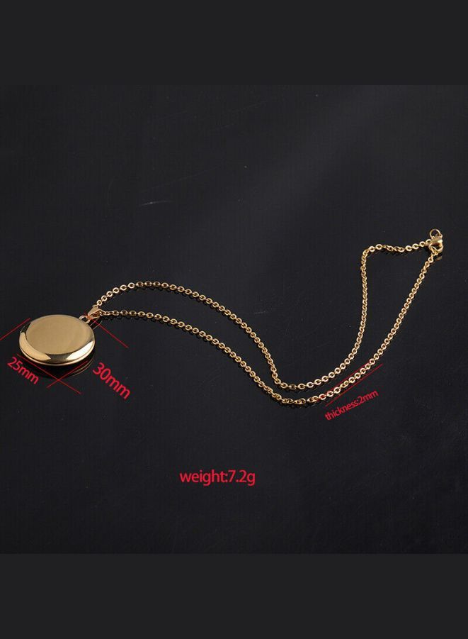 Stainless Steel Photo Locket Necklace Open Round Pendant Necklaces For Women Jewelry Family Birthday Gift, Rose Gold