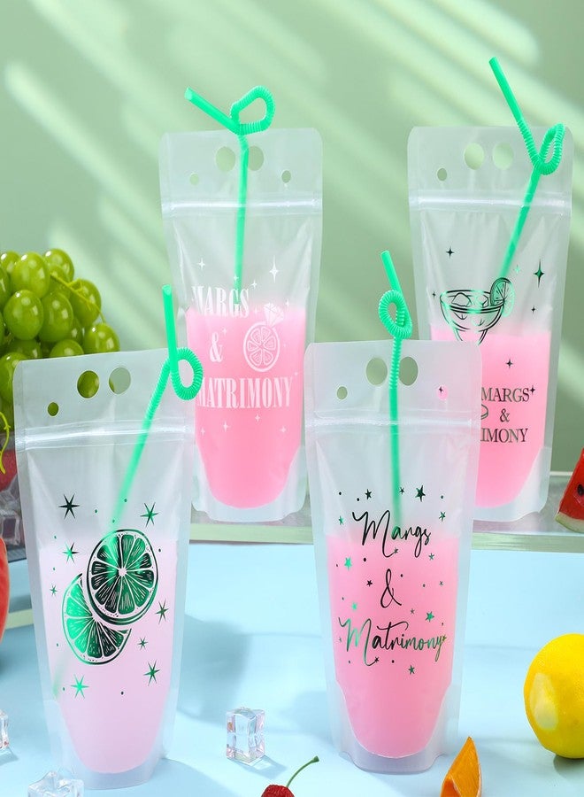 Qilery 24 Pack Margs and Matrimony Bachelorette Party Drink Pouches with Straws, Margarita Drink Bags Handheld Reclosable Zipper Pouch Cups for Bridesmaid Favor Wedding and Bridal Showers - Image 4