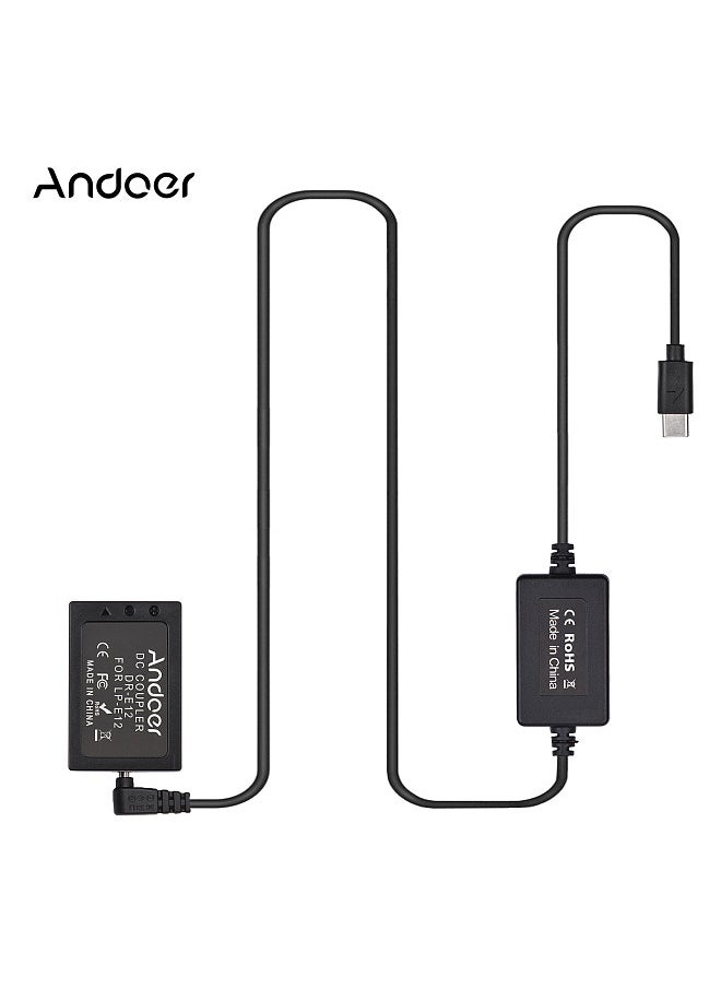 ANDOER PD USB Type-C Cable to DR-E12 Dummy Battery DC Coupler LP-E12 Replacement for Canon EOS M2 M10 M50 M100 M200 Cameras  - Image 2
